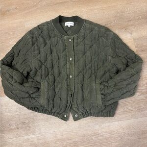 Olive Quilted Women's Bomber Jacket
